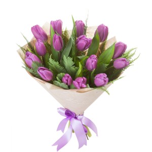Букет из фиолетовых тюльпанов 15 шт.