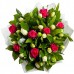 Букет из розовых роз и белых тюльпанов 29 шт. " Пробуждение природы "