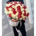 Букет из белых-красных роз 101 шт. высота 50-60см.