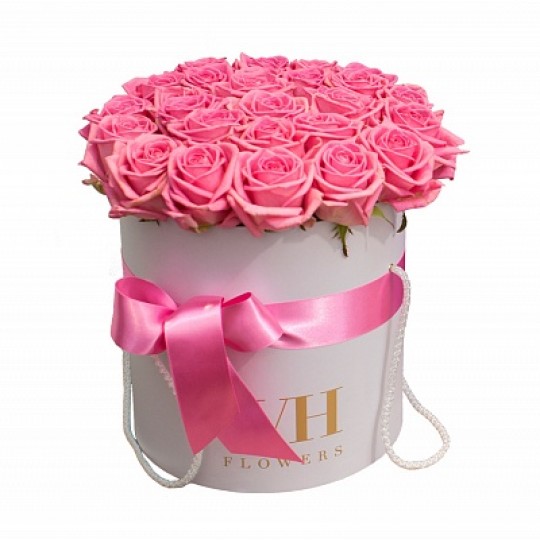 Розовые розы 51 шт в подарочной коробке!